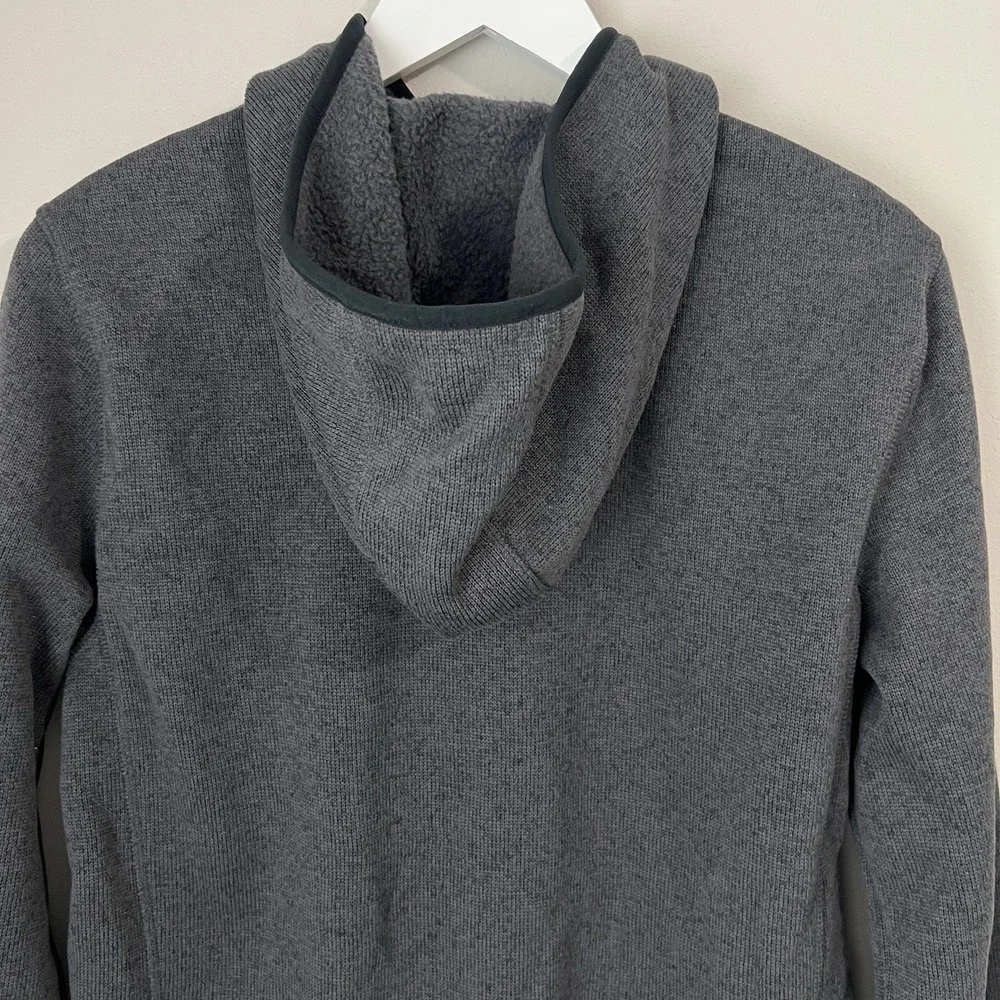 LL Bean Bean's Jacket Men's Small Sweater‎ Fleece Full Zip Hooded Charcoal Gray - Picture 7 of 9